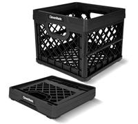 Clevercrates Clevercrates - Caja plegable, obsidiana, 1 pieza, 25 l, contenedores de almacenamiento apilables para 22,7 kg por bandeja, de plástico resistente, para usos múltiples