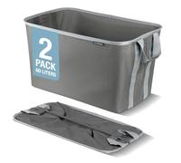 CleverMade Cestas plegables para la colada, gris sombra/gris piedra, 2 unidades, 60 L (16 galones), cesta plegable para la ropa sucia con marco de alambre desplegable resistente y asas de transporte,