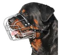 CleverTail Bozal de metal XL para perros de gran tamaño - Bozal Rottweiler resistente - Canasta extra grande para ladridos y morder bastón, corso, mastín, labrador, bulldog y otras razas grandes