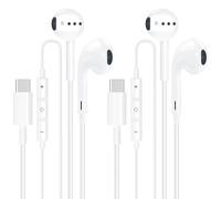 CleverThings Paquete de 2 auriculares USB C con cable con micrófono y control de volumen, auriculares tipo C con aislamiento de ruido, auriculares USB-C para iPhone 17/16/15 Pro Max, Pixel, iPad