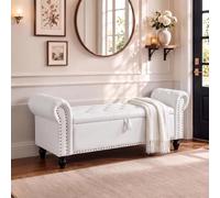 Clevich Banco de Almacenamiento, Banco para Ventana con Zapatero, Blanco