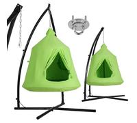 Clevich Cueva colgante con marco, silla colgante para interior y exterior, tienda de campaña colgante, tienda de juegos colgante, tienda de campaña colgante con luces LED, capacidad de 330.7 lbs, Verd