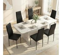 Clevich Juego de 6 sillas de Comedor Impermeables, de Piel sintética, con Respaldo Alto, para Comedor, Sala de Estar, alojamiento de Estudiantes, 120 kg, Color Negro