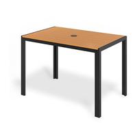 Clevich Mesa de jardín con Orificio para sombrilla, 110 × 70 cm, Resistente a la Intemperie, Aluminio, Mesa Rectangular de Exterior WPC, Antideslizante y Resistente a la Intemperie, Ofrece Espacio