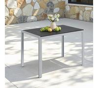 Clevich Mesa de jardín Resistente a la Intemperie, 110 x 70 cm, Mesa de Comedor al Aire Libre, Mesa de balcón WPC, Marco de Aluminio, Muebles de jardín Resistentes a la Intemperie, Mesa Cuadrada de