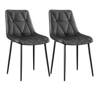 Clevich Pack 2 Sillas de Comedor de hasta 200 kg, tapizadas de Poliuretano, Patas de Metal, estables, cómodas, de fácil Montaje, 81 x 57 x 50 cm (Negro, 2 Piezas)