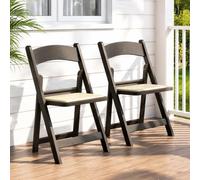 Clevich Pack de 2 Sillas Plegables, Apilables en Resina, Capacidad de Carga Máxima 200 kg, Resistentes y Duraderas, Ideal para Invitados, Cocina, Camping, Uso Interior y Exterior, Marrón