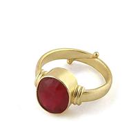 CLEVIO Anillo ajustable de 5,5 quilates de rubí natural/manik Punchdhatu para hombre y mujer-B08B1R6WMRNAMZ, S, Gema