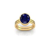 CLEVIO Anillo ajustable de oro Neelam de zafiro azul natural de 3,00 ratti de 2,50 quilates, certificado sin calefacción, sin tratamiento, calidad Aaa+, para mujeres y hombres, S-B0BSTXC9MRNAMZ, S