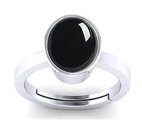 CLEVIO Anillo ajustable de piedra de ónix negro de 7,25 ratti / 6,32 quilates Ashtdhatu original y certificado natural Sulemani Kaala Hakik Ashta Dhatu disponible-B09QT2N7MRNAMZ, S, Gema