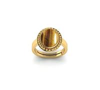 CLEVIO Anillo chapado en oro ajustable de ojo de tigre de 8 quilates de 8 quilates, sin calentar, sin tratar, piedra certificada para hombres y mujeres--B09QQBG4MRNAMZ, S, Gema