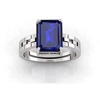 CLEVIO Anillo de piedra preciosa ajustable chapado en plata con zafiro azul natural de calidad Aaa+ de 18.00 quilates para mujeres y hombres (Lab - certificado)-B0BWNJ38MRNAMZ, S, Gema