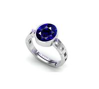 CLEVIO Anillo de piedra preciosa ajustable sin calefacción de 7 quilates Aaa+ con zafiro azul natural chapado en plata para mujeres y hombres (certificado por laboratorio) -B0BC4CHCMRNAMZ, S, Piedra