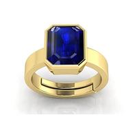 CLEVIO Anillo de piedra preciosa ajustable sin calefacción sin tratamiento de 17,25 quilates Aaa+ con zafiro azul natural chapado en oro Neelam para mujeres y hombres (Lab - Certificado