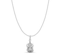 Clevio978-1 - Colgante de plata de ley (92,5 % de pureza) con cadena de dios Ganesha (colgante con ancla/cadena de cadena) para hombres y mujeres, plata pura, medallón de ganapatía para buena salud y