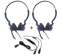 Cleyver Cleyver HC25 Training pack USB 2 auriculares con cancelación de ruido con 1 cable de formación USB, ideal para centros de llamadas