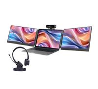 Cleyver Pack Cleyver Nomad todo en 1 Doble pantalla, webcam HD, cómodos auriculares: ¡el pack nómada, ¡para trabajar en cualquier lugar!