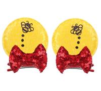 CLGIFT Diadema de orejas de Minnie para bebé/niño pequeño, orejas de bebé, diadema de orejas de Minnie para bebé, diadema para niños pequeños (clip de pelo de oso amarillo)