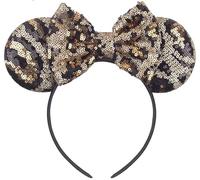 CLGIFT Orejas de Mickey con diseño de animal King Mouse con diadema flexible hecha a mano, lentejuelas en ambos lados, talla única, unisex, diadema, animal Kingdom