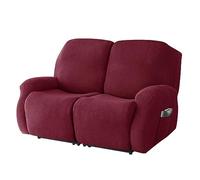 CLGTY Elástica 6-Piezas Funda Sillon Relax reclinable 2 Plaza, Suave Jacquard Fabric Funda Sillon Relax reclinable con Bolsillo Fundas de Sillón para Mascotas Niños-Vino Rojo-2 Plaza