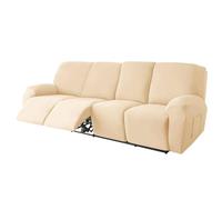 CLGTY Poliéster 10-Piezas Funda Sillon Relax reclinable 4 Plaza, Elástica Suave Funda Sillon Relax reclinable con Bolsillo Fundas de Sillón para Niños Mascotas Gatos Perros-Beige-4 Plaza