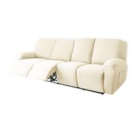 CLGTY Poliéster 10-Piezas Funda Sillon Relax reclinable 4 Plaza, Elástica Suave Funda Sillon Relax reclinable con Bolsillo Fundas de Sillón para Niños Mascotas Gatos Perros-Marfil-4 Plaza