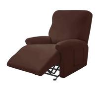 CLGTY Poliéster 4-Piezas Funda Sillon Relax Reclinable 1 Plaza, Elástica Suave Funda Sillon Relax Reclinable con Bolsillo Fundas De Sillón para Niños Mascotas Gatos Perros-café-1 Plaza