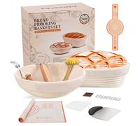 Clheatky Cesta Fermentacion Pan 25cm Ovalada & Redonda, Banneton Proofing Basket, Accesorios de Panadería Para Masa Madre, Utensilios de Panadería, Cestas de Fermentación de Ratán Natural