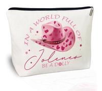 CLHHM Dolly - Bolsa de cosméticos inspirada en color rosa para amantes de la música, bolsa de maquillaje, sombrero occidental, regalos para mujeres, familiares, hermanas, amigas, hija, graduación,