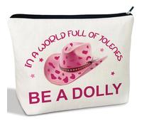 CLHHM Neceser de viaje rosa con texto en inglés "In a World Full of Jolenes be a Dolly", regalo para amigos, familia, hermanas, madre e hijas, Halloween, cumpleaños, Navidad, Blanco