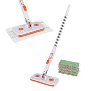 Click Mop - 3.15inches Flexible Clip Flat Cleaner,Adjustable Handle Floor Mops with 4 Pieces Reusable Cloths - for Home Living Room Bathroom Office Corner Dry Wet Sweeping Cleaning