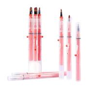 CLICKA Juego de brochas de maquillaje con tapa automática, 5 brochas retráctiles, aptas para viajes (rojo hielo)