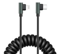 clickfish Cable Espiral Cargador iPhone 90 Grados, Cable USB C a Lightning Cable Cargador iPhone con Transmisión de Datos, PD Carga Rápida Cable Lightning Compatible con iPhone/Pad/Pod