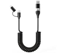 clickfish Cable USB-C y Lightning 2 en 2 para Carplay, cable USB-C a USB C para Carplay y Android Auto, cable multicargador combinado tipo C/Lightning para iPhone/Android/iPad