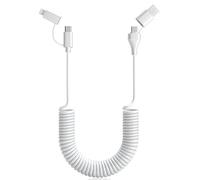 clickfish Coiled Cable USB C, (60W de carga rápida y transferencia de datos), 4 en 1 Cable Carplay iPhone USB C 3FT, USB C/Lightning/USB A, Android Auto USB C Cable para Android/iPhone/iPad