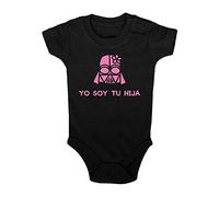 Clickink Body bebé Yo soy tu hija. Regalo bebé. Regalos para bebés. Regalo divertido. Regalo original. Body bebé friki. Manga corta. (Negro, 6 meses)