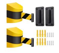 Clickovia 2 cintas de barrera extensibles de 5 metros, cinta de barrera amarilla y negra con carcasa de plástico ABS, montado en la pared, cierre extensible, cierre de seguridad para colas