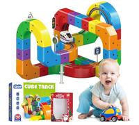 Clickrail Electric Train,DIY Cube Track,Tren Magnetico Juguete,Juegos Magneticos para NiñOs,Tren MáGico De Cubos (no magnética,81pcs)