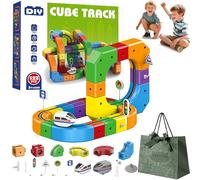 Clickrail Electric Train Set Click Rail Electric Train, Magnetic Tr-ain Track Set, Gravity-Defying 3D Embedded Layouts & Motorized Car, DIY Cube Track for Kids Boys Girls (48 piezas)