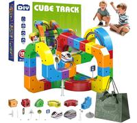 Clickrail Electric Train Set Click Rail Electric Train, Magnetic Tr-ain Track Set, Gravity-Defying 3D Embedded Layouts & Motorized Car, DIY Cube Track for Kids Boys Girls (68 piezas)