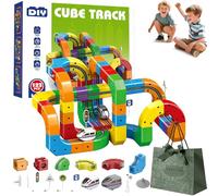 Clickrail Electric Train Set Click Rail Electric Train, Magnetic Tr-ain Track Set, Gravity-Defying 3D Embedded Layouts & Motorized Car, DIY Cube Track for Kids Boys Girls (123 piezas)