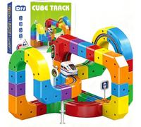 Clickrail Electric Train Set, DIY Cube Track, Cubix 3D Tren Magnetico Juguete con Gravedad Defying, Klickrail Block Bloques Mágicos y Tren Motorizado, Trens Eléctrico Regalo para Niños (81 Piezas)