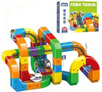 Clickrail Electric Train Set, DIY Cube Track, Cubix 3D Tren Magnetico Juguete con Gravedad Defying, Klickrail Block Bloques Mágicos y Tren Motorizado, Trens Eléctrico Regalo para Niños (123 Piezas)