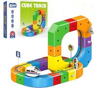Clickrail Electric Train Set, DIY Cube Track, Cubix 3D Tren Magnetico Juguete con Gravedad Defying, Klickrail Block Bloques Mágicos y Tren Motorizado, Trens Eléctrico Regalo para Niños (51 Piezas)