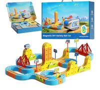 Clickrail Electric Train Set Flexible Race Track, 175pcs 3D High-Speed Rail Tracks, Electric Trains Sets For Kids, Gravity Defying Embedded Layouts, Birthday Christmas Educational Toy (179PCS+3car)