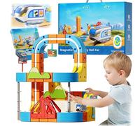 Clickrail Electric Train Set Flexible Race Track, 175pcs 3D High-Speed Rail Tracks, Electric Trains Sets For Kids, Gravity Defying Embedded Layouts, Birthday Christmas Educational Toy (104PCS+3car)