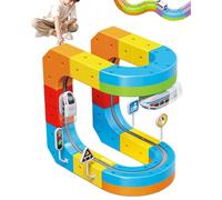 Clickrail Electric Train Set Flexible Race Track - 55/69/101Pcs Magic Rail Block con Diseños 3D Defying por Gravedad, Bloques Magnéticos Y Tren Motorizado, Juguetes para Niños (55PCS)