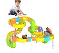 Clickrail Electric Train Set Flexible Race Track, Kit de Pista de Tren magnético para niños, ferrocarril eléctrico con carriles de Acrobacias, bucles de 360° y Puentes,diseños 3D (167PCS)
