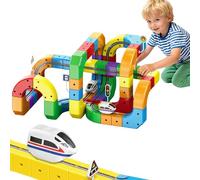 Clickrail Electric Train Set Flexible Race Track, Train Rail Cube, Gravedad Trotzende Strecke mit 3D Embedded, USB-Aufladung,Race Car Magnetic Track Set, for Kids (118PCS)