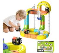 Clickrail Electric Train Set Flexible Race Track, Train Rail Cube, Gravedad Trotzende Strecke mit 3D Embedded, USB-Aufladung,Race Car Magnetic Track Set, for Kids (105PCS)